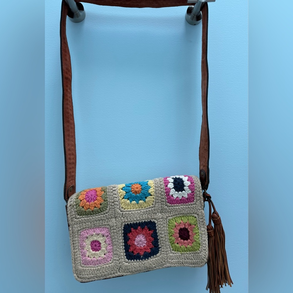Well loved Crochet Patchwork Crossbody Bag